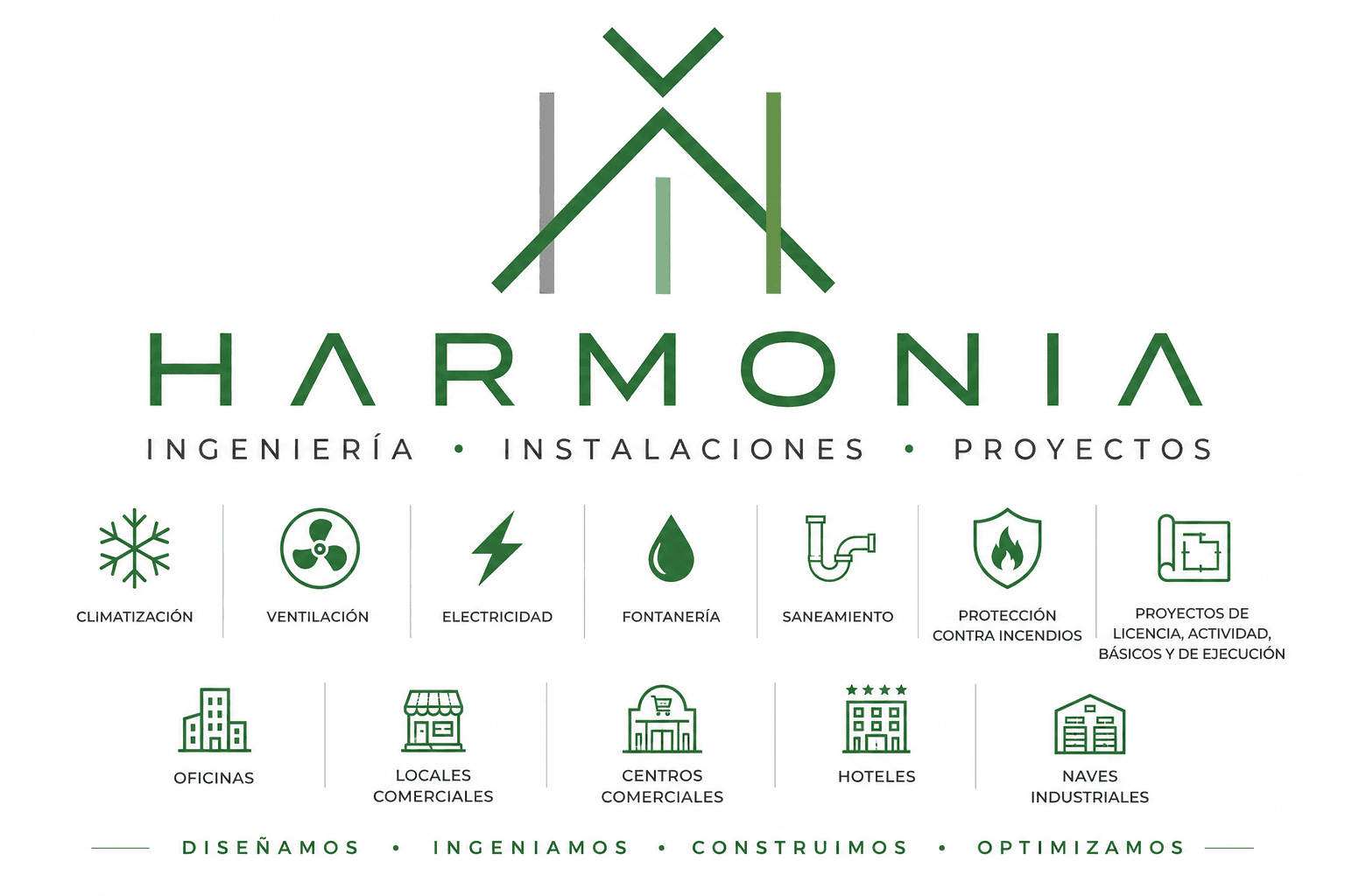 Especialidades de ingeniería de instalaciones de Harmonía Ingenieros